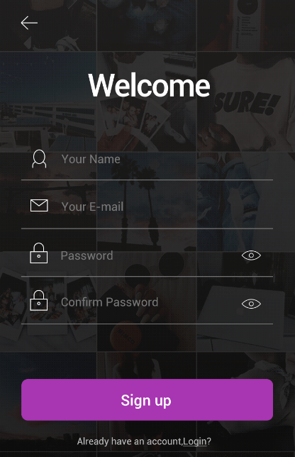 Create an account on the app and log in